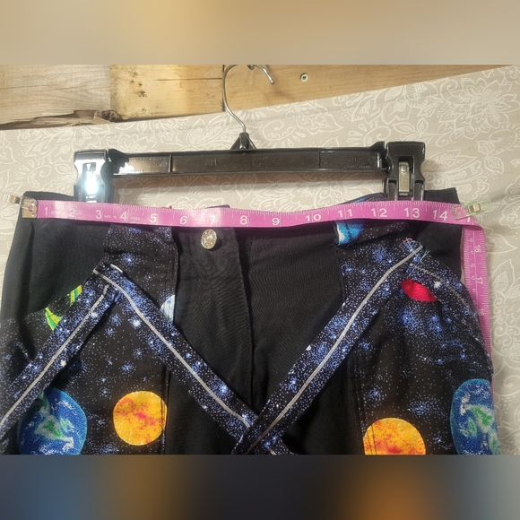 Space themed wide leg OOAK goth raver pants handmade y2k - Picture 9 of 13